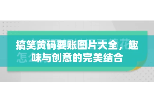 搞笑黄码要账图片大全，趣味与创意的完美结合