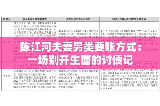陈江河夫妻另类要账方式：一场别开生面的讨债记